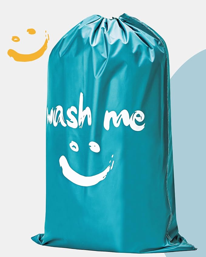 HOMEST 2 Pack XL Laundry Bag 28" x 40", Extra Large Dirty Clothes Organizer | Holds 3-4 Loads, Machine Washable Drawstring Laundry Bag for Dorm, Camp, Laundromat, Family, Travel,Blue & Sky Blue