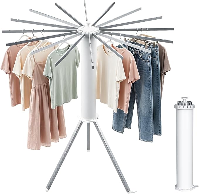 Tripod Foldable Clothes Rack,Garment Rack Portable with Collapsible Design | Freestanding Clothes Rack with Space-Saving Collapsible Design, Portable Clothing Organizer for Laundry Room, Bedroom