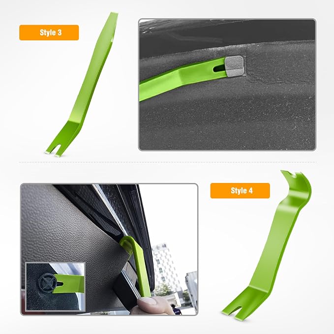 GOOACC 5PCS Auto Trim Removal Tool Kit No-Scratch | Removal Tool Kit for Car Audio Dash Panel Window Molding Fastener Remover Tool Kit-Green