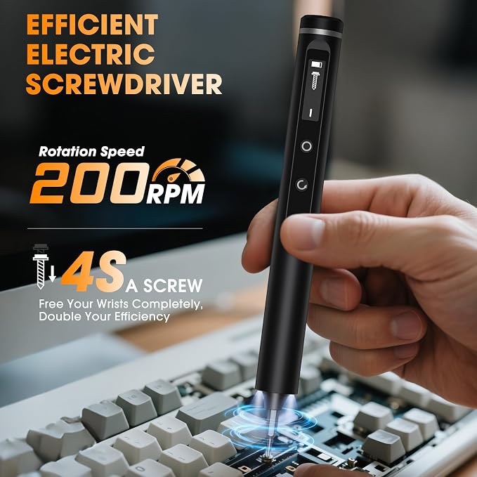 TanSon Mini Electric Screwdriver Set,3.7V Cordless Precision Screwdriver Set with 50 in 1 Magnetic Bits,Magnetic Storage,5 Torque Setting,LED Display,Small Repair Tool Kit for Computers,Phones,Watches