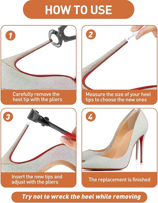 Heel Replacement Tips, 3 Colors to Choose, Durable Non-Slip High Heel Caps with Optional 6" Heel Pliers