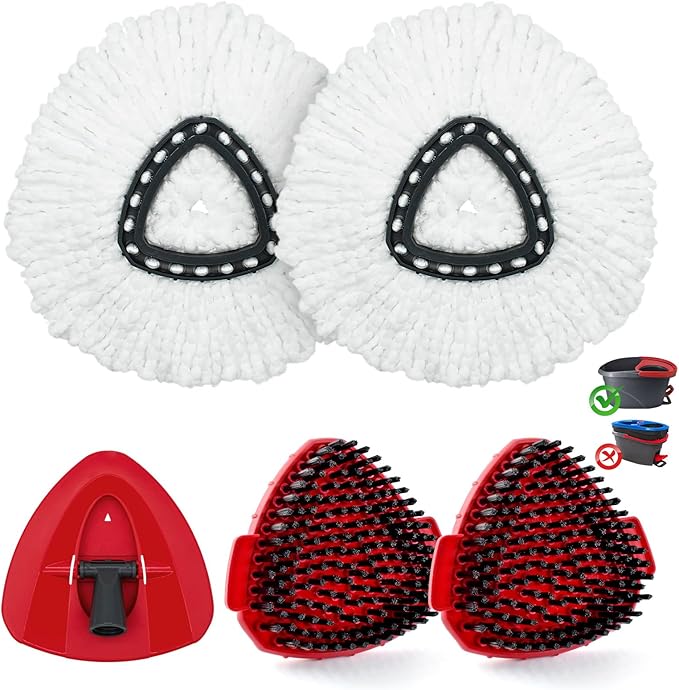 Mop Heads Replacement for Ocedar, Mop Replace Head for Ocedar EasyWring 1 Tank, Microfiber Spin Mop Refills, Include 2 Mop Replacement Head Deep Cleaning, 1 Mop Base and 2 Upgraded Scrubber Mop Head