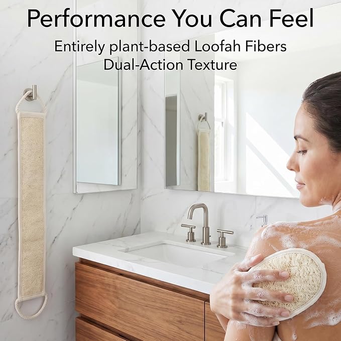 2 Pack Loofah Back Scrubber, Back Scrubber for Shower Set | 27.5" Long Exfoliating Bath Sponge with Handle, Deep Clean Loofah Sponge for Women, Men Bathing
