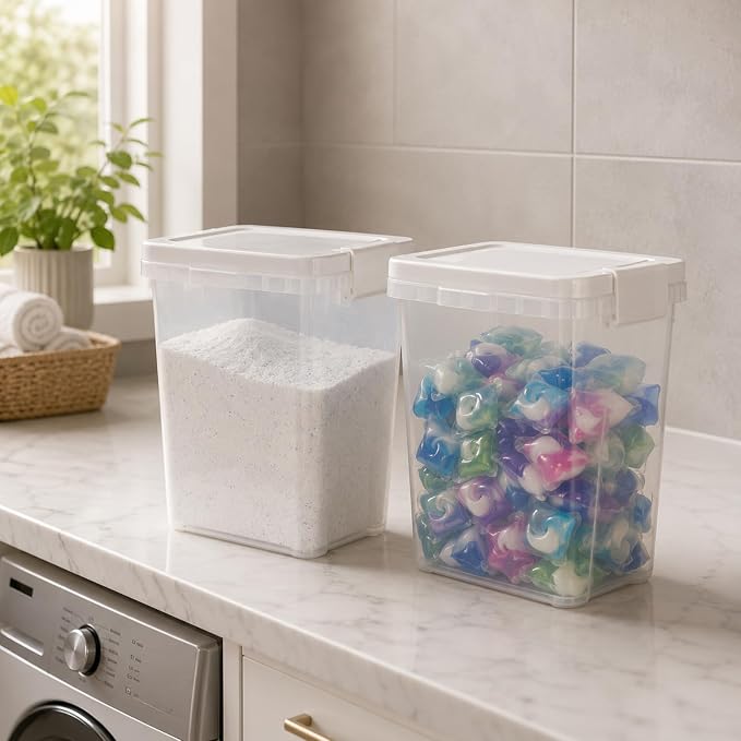 Tight-Lock Rice Container 10-15 Lbs - Airtight Flour Container with Scoop - Food-Grade Plastic Food Storage Container for Cereal, Sugar - Dry Food Dispenser for Kitchen, Pantry Organizers and Storage