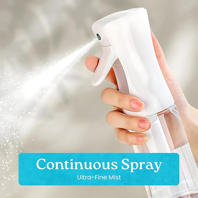 Mist Spray Bottle 200ml – Fine Mist Sprayer for Hair, Plants, Cleaning & Skincare | Refillable Salon Quality Water Mister, (Non-Toxic BPA Free) with White & Clear bottle (Pack of 1)
