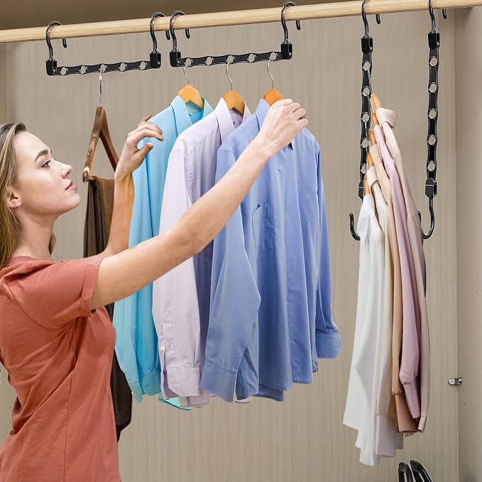 16 Pack Hangers Space Saving Magic Space Saver Smart Plastic Hangers Black | Clothes Hanger Organizer Closet Organizers and Storage for Closet Wardrobe Apartment College Dorm Room Essentials