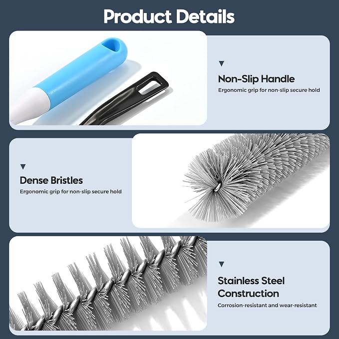 Dryer Vent Cleaner Kit 5 Pcs, Refrigerator Coil Cleaning Brush, Sewer Set Brush, Dryer Lint Cleaner Brush for Flexible Lint Remover, Kitchen Sink, Bathroom Clog, Toilet, Vent Scrubber
