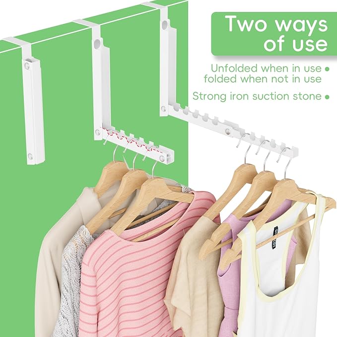 2 Pack Over The Door Hooks,Over The Door Clothes Hanger with 10 Ridges,Space-Saving Over The Door Drying Rack,Door Hooks for Hanging Clothes,Larger Capacity Over The Door Hanger White