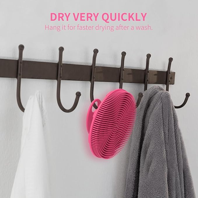 Silicone Body Scrubber, BEAUTAIL Gentle Exfoliating Shower Brush for Body | Hygienic Silicone Loofah, Easy-Grip Handle, Soft Bath Scrubber for Sensitive Skin, Women, Men & Kids, 2 Pack, Blue+Rose