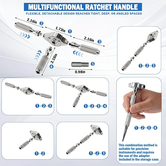 AirPlus 66-in-1 Magnetic Ratchet Screwdriver S2 Bits & T-Handle for Home | 2-Way Ratchet,Non-Slip Grip, Built-in Magnetizer, Portable Case, Color-Coded Bits, for Home/Electronics/DIY