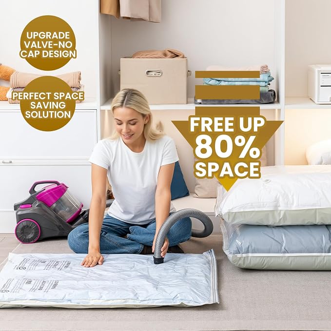 TAILI 4 Pack Vacuum Storage Bags, Jumbo Size (31×40 inch), Vacuum Seal Bag for Clothing, Bulky Bedding, Comforter, Blankets, Pillows, Space Saver Packing