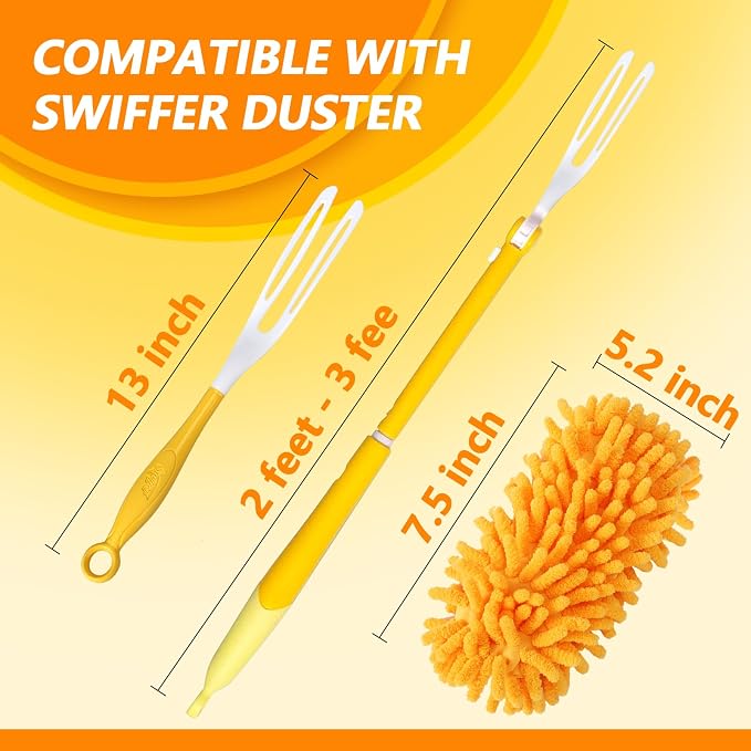 Reusable Duster Refill Compatible with Swiffer Hand Duster Kit | Pet Heavy Duty Duster Refills Fit for Swiffer Duster, Microfiber Washable 360 Duster Pads for Dusting Cleaning, 6 Pack