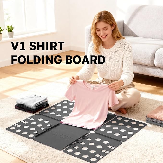 Geniusidea V1 Shirt Folding Board t Shirt Folder Durable PP Plastic Laundry Folders Folding Tool for Adults and Children Fast and Fun