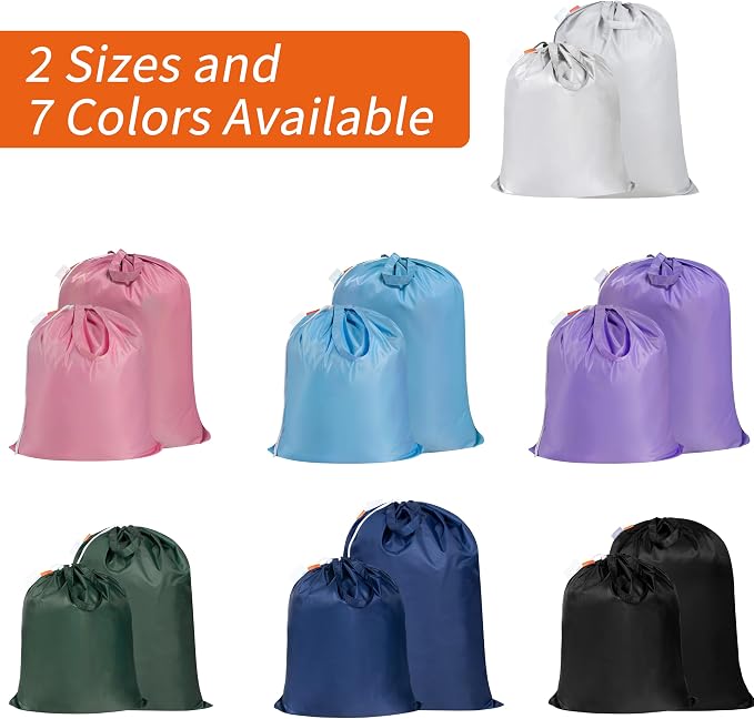 2 Pack Extra Heavy-Duty Laundry Bag with Handles, Navy, 28x36" | Extra Large, Machine Washable, Reinforced Handles, Drawstring Closure, Name ID Tag, For College Dorm Travel