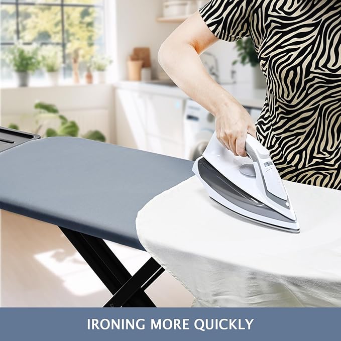 SheeChung 14"x42" Over The Door Ironing Board Cover,Thick Iron Covers with Fastener Straps & Pull Bungee Cord,Durable Scorch & Stain Resistant Padded Door Ironing Board Cover