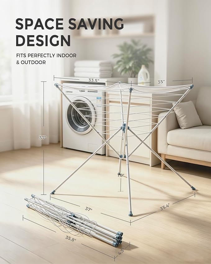 JS HANGER Clothes Drying Rack with Mesh Top, Foldable Laundry Drying Rack Indoor Outdoor, Space-Saving Flat Air Drying Rack for Sweater, Delicates, Small Items & Everyday Clothes