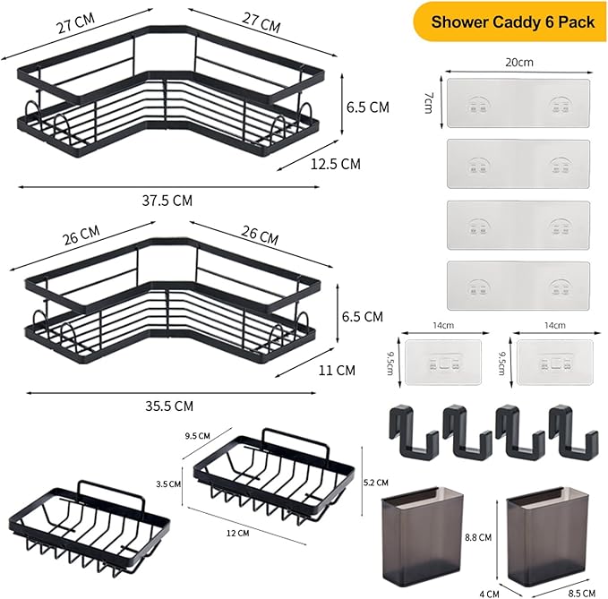 Shower Caddy, Adhesive Bathroom Organizer for Bathroom Storage & Home Decor & Kitchen,No Drilling, Rustproof Stainless Steel Shower Shelves Rack for Inside (5 unit)