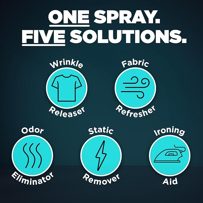 Downy Wrinkle Releaser Spray, Travel Size Spray + 16.9 Fl Oz Pack of 2, All In One Formula, Removes Wrinkles, Static and Odors, Light Fresh Scent