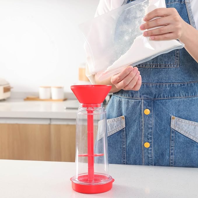 Rotary Flour Sifter Large Capacity Clear Flour Mixing Cup Handheld Tapioca Baking Dispenser Sieve Container Kitchen Cooking Tools Black