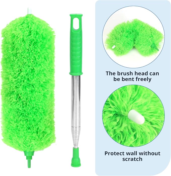ZZ LAZYCOTTAGE Ceiling Fan Cleaner Duster, Microfiber Feather Duster with Adjustable 91.5" Telescopic Pole & Flexible Head, Extended Dusters for Ceiling Fan, Vents, Home, Blinds, Cars