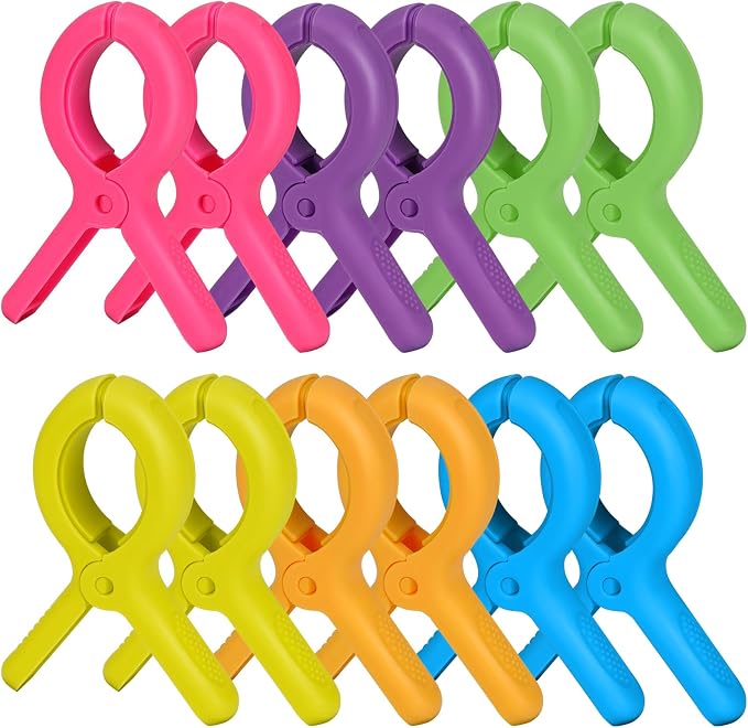 Beach Towel Clips Plastic Clothespins 12pcs Clothes Pins for Beach Chair Pool Chair