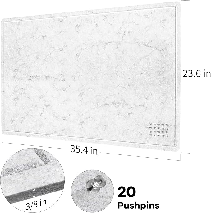 Felt Bulletin Board 36x24 inches, Decorative Pin Board for Home & Office | Cork Board Alternative for Wall with Push Pins, Display Mood Board for Photos, Notes & Reminders