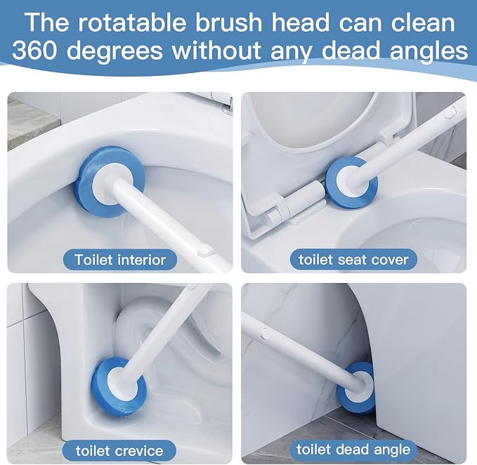 64 Count Disposable Toilet Brush Heads (8 Bags of 8), Toilet Bowl Wand Refills for Bathroom Cleaning, Heavy-Duty Scrubbing Pads, Not for Electric Toilet Brushes