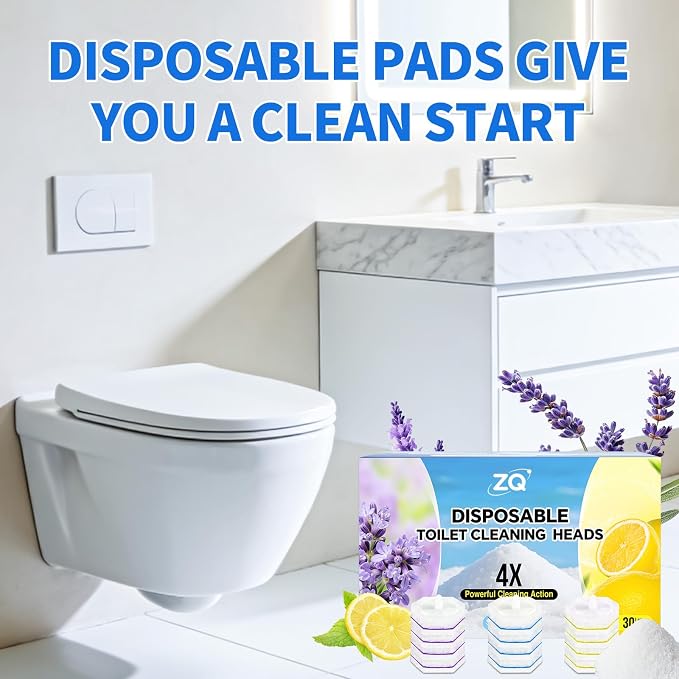 Toilet Bowl Wand Refills for Clorox, Toilet Cleaner Refills,100 Count | Compatible with Clorox Toilet System, Pre-Loaded Cleaner, 3-Layer Scrub Pads, 4X Cleaning Power , Lemon Lavender Scent