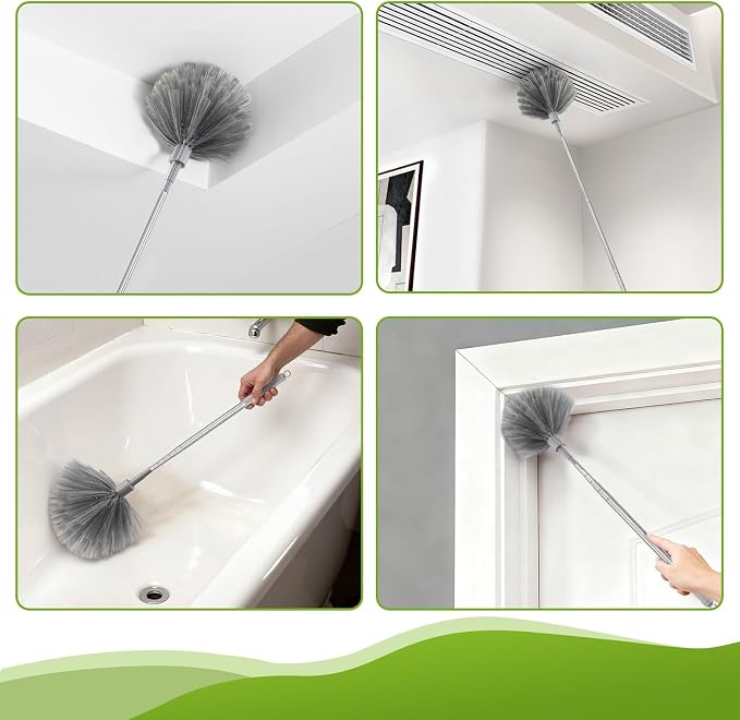 Professional Deep Cleaning System, 100-inch Extendable Duster with Under-Appliance Pads & Multi-Angle Heads for Ceiling Fans, High Ceilings, Blinds, and Gaps