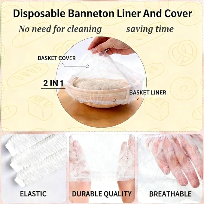 Sourdough Bread Baking Supplies Kit, Banneton Bread Proofing Basket 9" Round, Starter Jar,Complete Sourdough Tools Ideal Gifts for Mom Wife Women Bakers