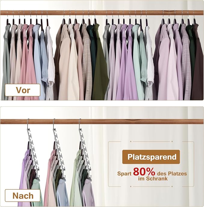 Space Saving Hangers for Clothes 12 Pack, Sturdy Metal Hangers Wardrobe Organizer, Magic Cascading Hanger, Closet Space Saver Closet Organizers and Storage