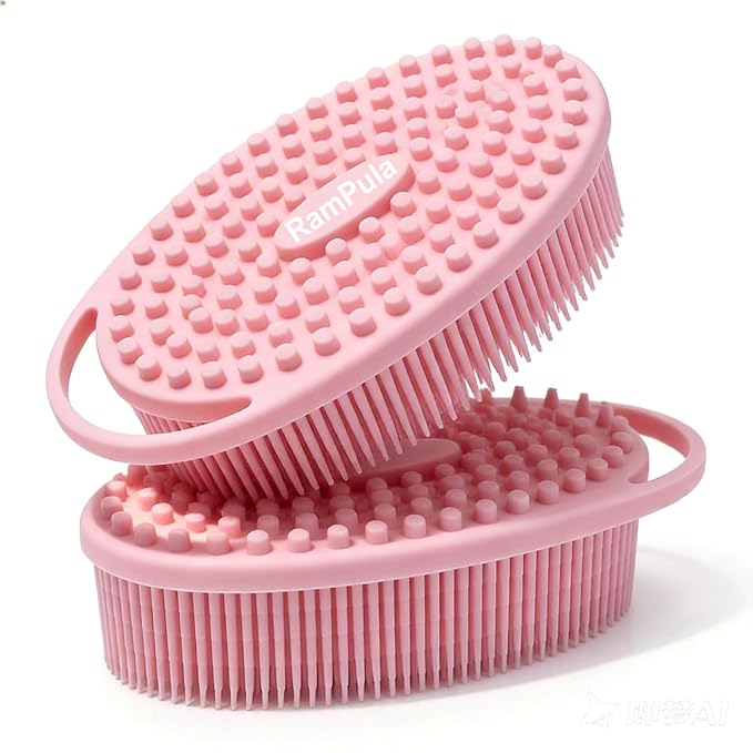 Silicone Body Scrubber – Dual-Sided Silicone Loofah for Shower, Soft Exfoliating Body Bath Shower Scrubber Loofah Brush Easy-to-Clean for Sensitive Kids Women Men All Kinds of Skin, Set of 2