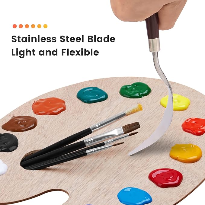 10PCS Palette Knife, Stainless Steel Painting Knife Set, Flexible Spatula Pallet Knife, Metal Artist Knives, Oil Painting Accessories Color Mixing Scraper for Oil, Canvas, Acrylic Painting By CUALORK