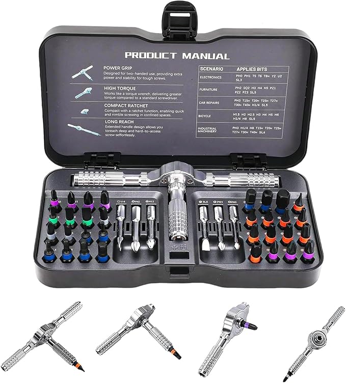 40 in 1 Magnetic Ratchet Screwdriver Set, Multi Bit DIY Magnetic Screwdriver Set with Detachable Ratchet Handle, Portable Precision Repair Tool Kit for Furniture, Electronics, Bicycle New Tools 2026