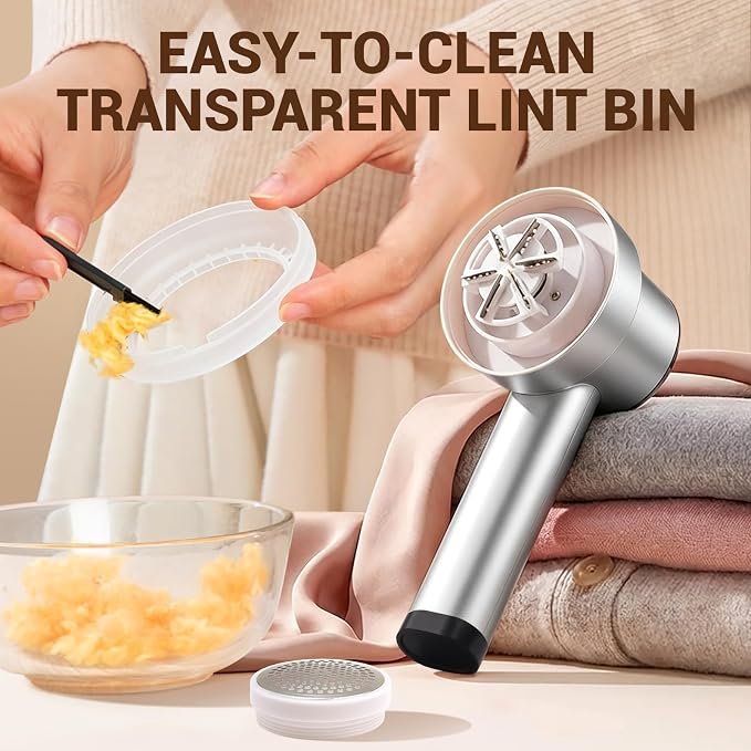Fabric Shaver, 3 in 1 Lint Remover with Hair Remover Brush & Lint Rollers, Digital Led Display, 3 Speeds with Replaceable Blades, Remove Pilling for Clothes, Furniture, Sweater, Couch, Blanket, Pet