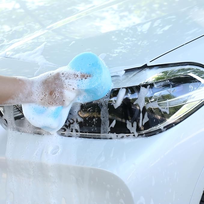 Car Wash Sponge, 5 Pack Extra Thick Large Colorful Cleaning Sponge | 8.7"X4.3"X2.4",Longer Lasting,No Scratch Surfaces,Multi-Purpose for Bathroom Kitchen Household