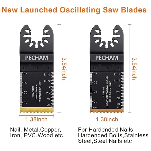 23PCS Titanium & Carbide Multitool Blades Oscillating Tool Saw Blades Heavy Duty for Hard Material, Metal/Steel Nails/Bolts/Screws Fit Most Oscillating Tools