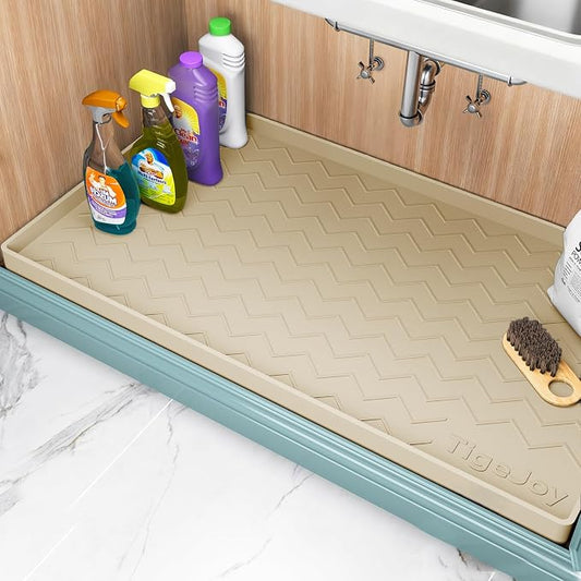 TigeJoy 31" x 19" Under Sink Mats for Kitchen Waterproof, Leak-Proof Silicone Mat Sink Protector and Cabinet Liner, Kitchen Essentials Organizer and Storage, Boot or Shoe Tray, Pet Feeding Mat