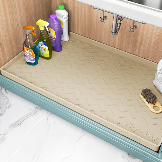 TigeJoy 22" x 22" Under Sink Mats for Kitchen Waterproof, Leak-Proof Silicone Mat Sink Protector and Cabinet Liner, Kitchen Essentials Organizer and Storage, Boot or Shoe Tray, Pet Feeding Mat
