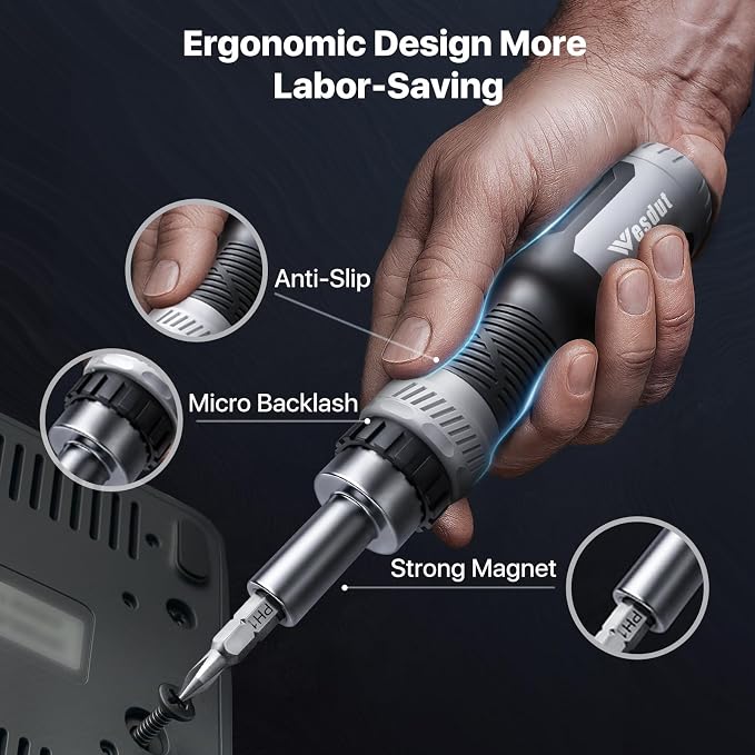 Wesdut 13in1 Multi Ratchet Screwdriver Set Tool All in One, [Built to Last] | CR-V, Multi Screw Driver Set Kit, Flat Head, Philips, Torx, Hex, Square, Cabinets, Heating, RV Repair