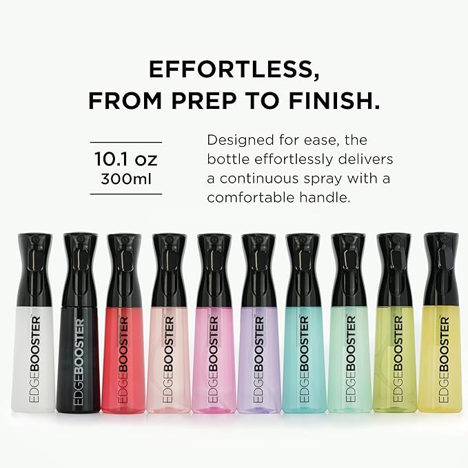 Style Factor Edge Booster Mist Spray Bottle for Hair (10.1oz/300ml) - Continuous Ultra Fine Mist Sprayer – For Hairstyling, Salons, Cleaning, Plants, Essential Oil & More - Aqua Green