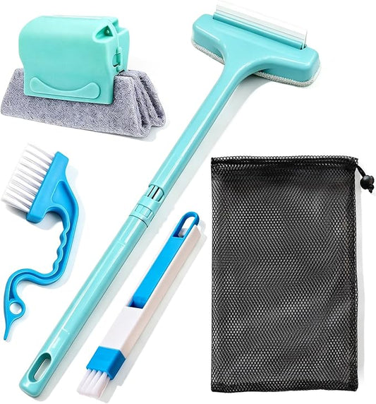 Window Track Cleaning Brush, 2-in-1 Groove Cleaning Tool with 3 Replaceable Pads, Multifunctional Gap Brush for Window Sills Sliding Door Tracks Corners, Household Dust Removal Cleaning Kit