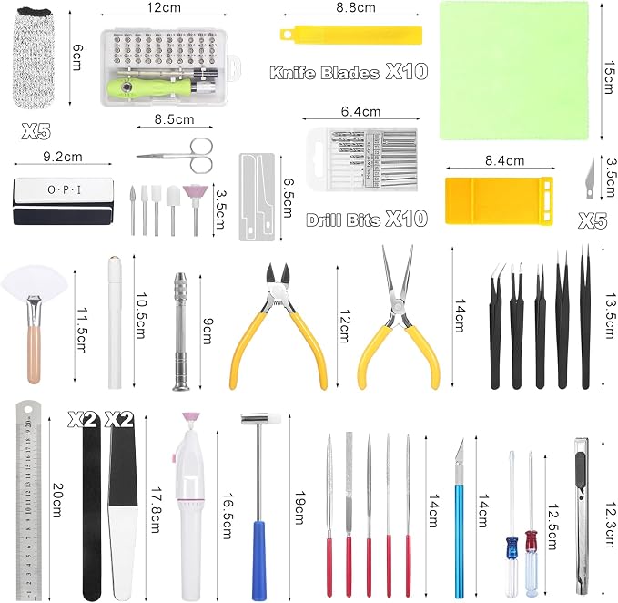 Fippy 101PCS Gundam Model Tools Kit, Hobby Building Tools Kit for Gundam Basic Model Assembling, Building and Repairing