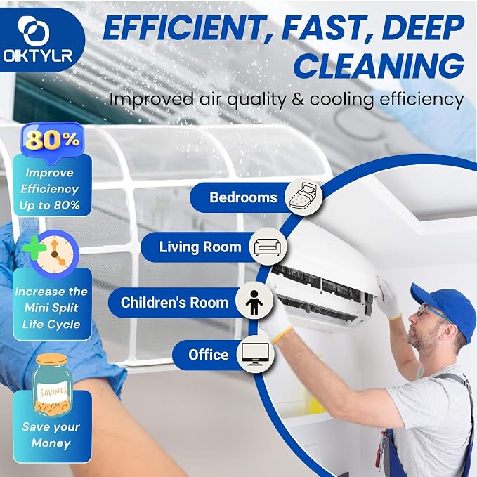 Oiktylr Mini Split Cleaning Kit with 2L Pressure Sprayer, Fits 27-37in | Waterproof & Leakproof AC Cleaning Kit Bag, Reusable, Durable PVC, Fits Systems 9,000-12,000 BTU Air Conditioner Unit