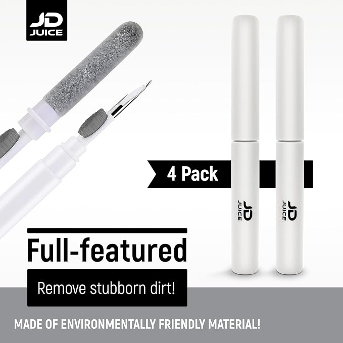 4 Pack - Earbuds Cleaning Kit Earbud Cleaning Kit - Phone Cleaning Kit in-Ear Headphones Cleaning Pen Tool, Portable 3-in-1 Laptop Cleaning Kit Electronic Cleaner with a Sponge, Metal Pen Tip