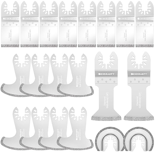 EXKRAEFT 20 PCS Grout Removal Tool Blades for Grout Removal Tile Mortar Concrete Masonry, Diamond Oscillating Tool Blade Fit Milwaukee Ryobi Rockwell Fein