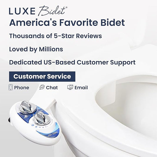 LUXE Bidet NEO 185 - Dual Nozzle, Self-Cleaning, Non-Electric Bidet Attachment for Toilet Seat, Adjustable Water Pressure, Rear & Feminine Wash (Blue)