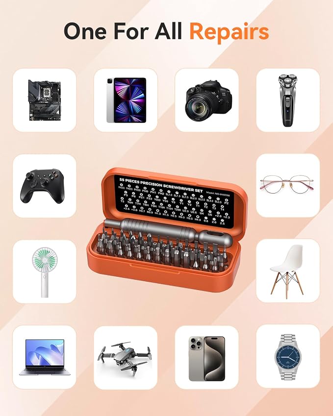 LIFEGOO 55-in-1 Precision Screwdriver Set Mini Magnetic Repair Tool Kit | 54 Magnetic Durable Bits, Compact Magnetic Case for Phone, Laptop, PC, Camera, Watch and Gifts for Men Women