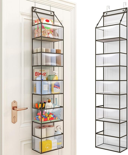 Fixwal 5 Shelves, Clear Plastic Pockets, Sturdy Hanging Design, for Pantry Closet Bedroom Nursery and Bathroom Storage