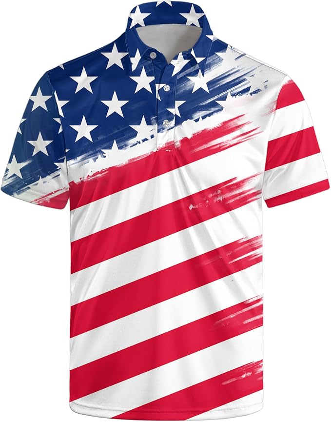 Polo Shirts for Men Moisture Wicking Mens Polo Shirts Patriotic Shirts for Men
